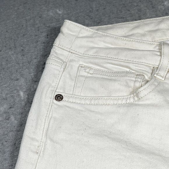 J. Jill Denim Jeans Womens Size 10 Cream High-Rise Full-Leg Crop Pants Pockets - Picture 3 of 14